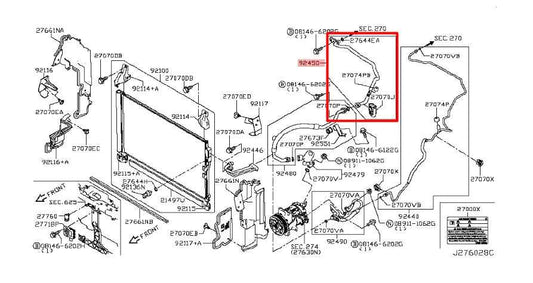 14-20 Infiniti Q50 Luxe AC Conditioner Suction Cooler Low Line Hose 92450-4GB0B - Alshned Auto Parts