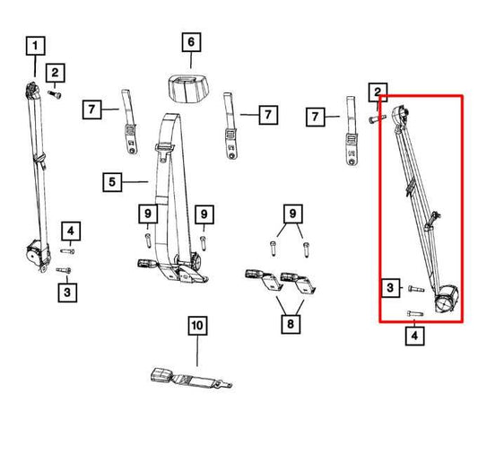 2019-20 Ram 1500 Classic Crew Cab Rear LH or RH Side 2nd Row Seat Belt Retractor - Alshned Auto Parts