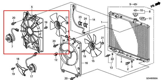 2009-15 Honda Pilot EX Left Radiator Cooling Fan Motor Assy 19015-RN0-A01 *ReaD* - Alshned Auto Parts