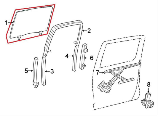 2016-2023 Toyota Tacoma Limited Rear Right Door Window Movable Glass 68103-04060 - Alshned Auto Parts