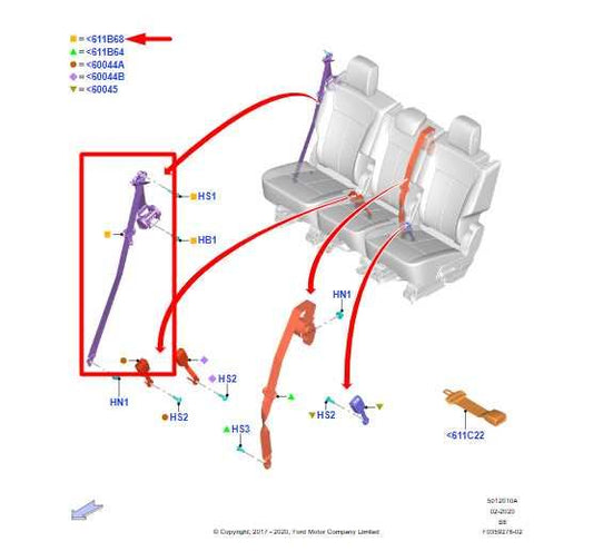 18-21 Ford Expedition Rear Left 2nd Row Seat Belt Retractor JL1B-C699D74-AD OEM - Alshned Auto Parts