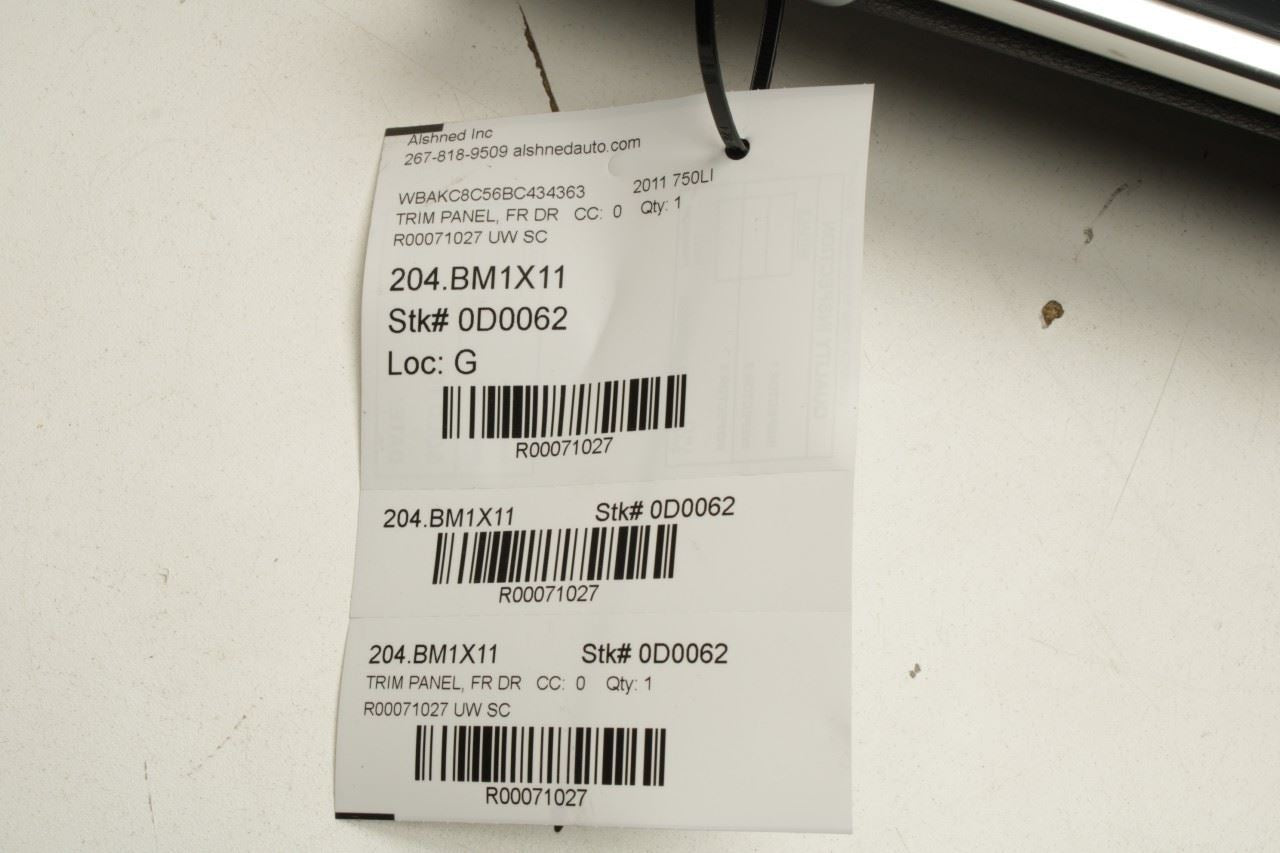 2010-2012 BMW 750Li xDrive Front Left Driver Door Trim Panel 51419160859 OEM - Alshned Auto Parts