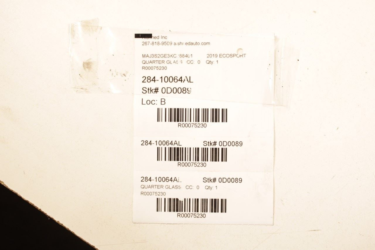 18-22 Ford Ecosport SE Rear Left Driver Side Quarter Window Glass DN1Z-5829711-A - Alshned Auto Parts