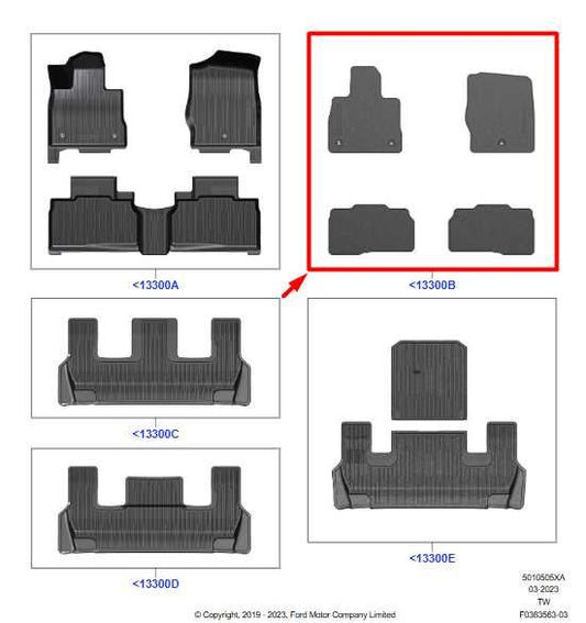 2021-25 Ford Explorer FR and RR Floor Interior Mats Cover Set of 4 LB5B-S13086-C - Alshned Auto Parts