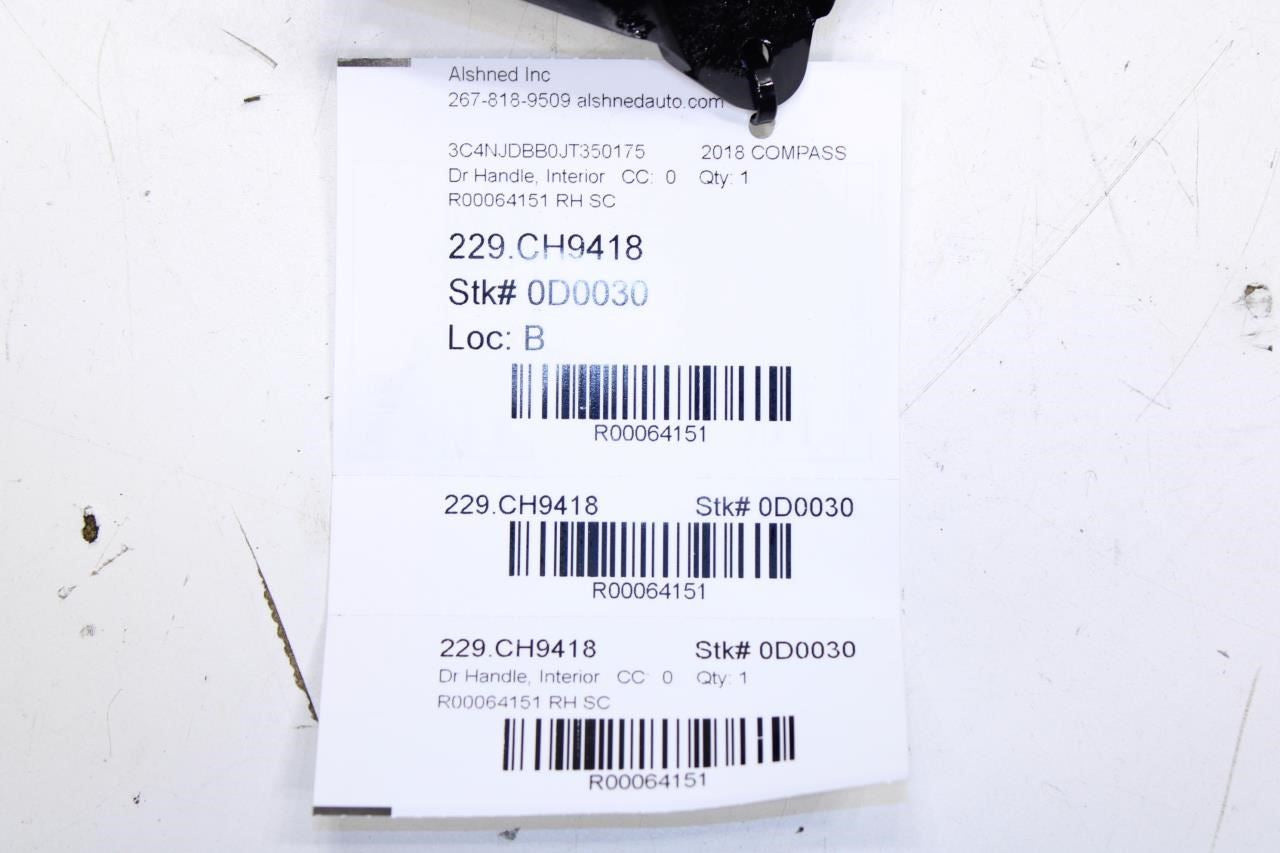 18-23 Jeep Compass Latitude Front RH Door Interior Release Handle 5SX64TRMAA OEM - Alshned Auto Parts