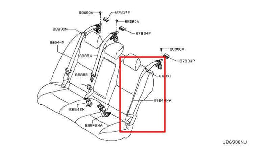 2017-23 Infiniti Q50 Luxe RWD Rear Left 2nd Row Seat Belt Retractor 88844-6HF0A - Alshned Auto Parts