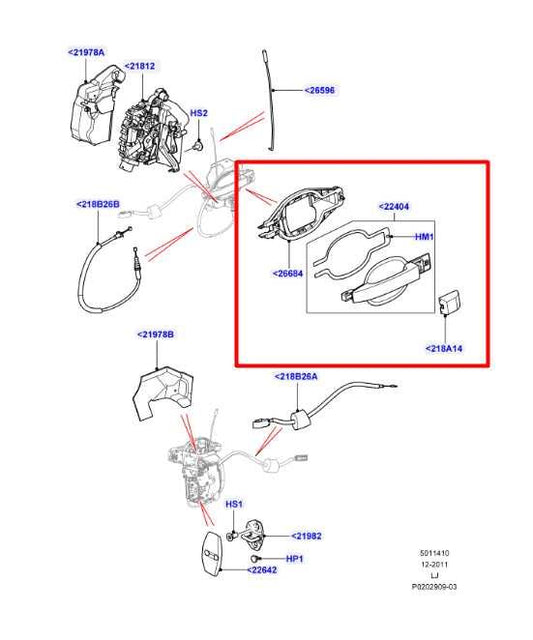 2010-12 Land Rover Range Rover HSE 5.0L 4WD Front Left Side Door Exterior Handle - Alshned Auto Parts