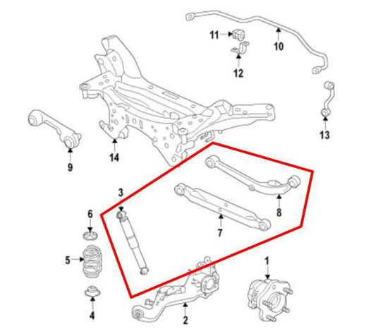 17-22 Nissan Rogue Sport SL AWD Rear LH Shock Strut Absorber w/ Control Arms Set - Alshned Auto Parts
