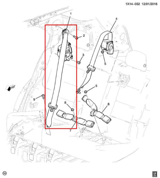 18-20 Chevrolet Equinox LT Rear Passenger Right Side 2nd Row Seat Belt Retractor - Alshned Auto Parts