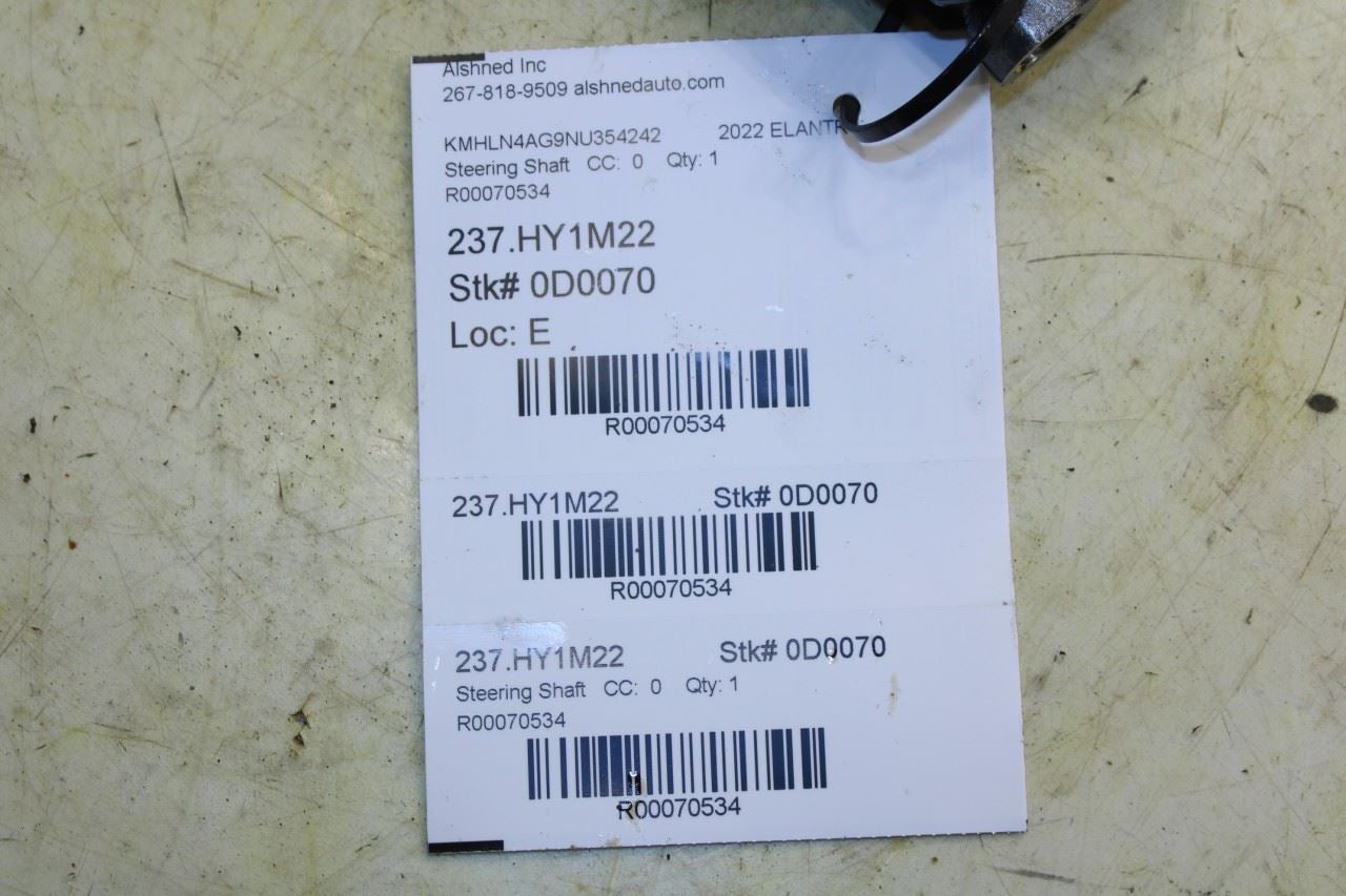 2021-2023 Hyundai Elantra SEL 2.0L FWD Steering Column Intermediate Lower Shaft - Alshned Auto Parts