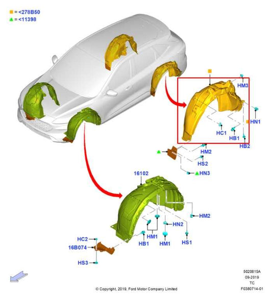 2020-2025 Ford Escape SEL Rear Left Driver Side Wheelhouse Liner Splash Shield - Alshned Auto Parts