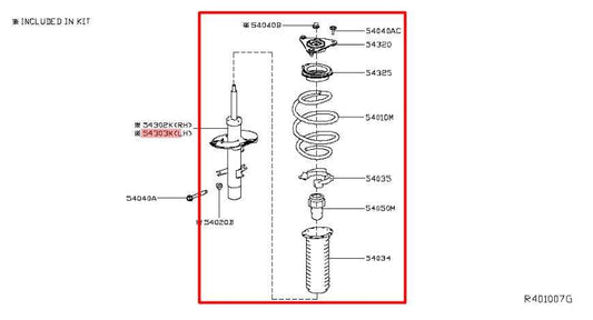 19-24 Nissan Altima SL FWD Front Left Side Shock Strut Absorber E4303-6CA0A OEM - Alshned Auto Parts