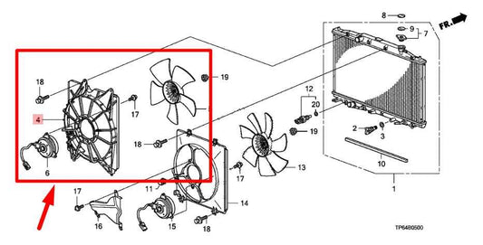 2010-15 Honda Crosstour 3.5L Left Radiator Cooling Fan Motor Assy 19015-R70-A01 - Alshned Auto Parts