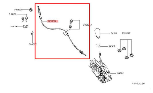 13-20 Nissan Pathfinder SV Automatic Transmission Gear Shift Lever Control Cable - Alshned Auto Parts
