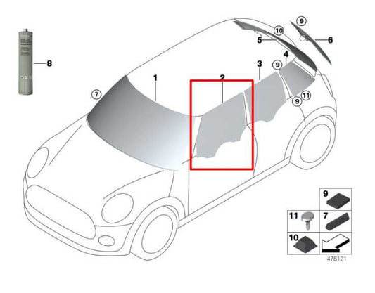 2016-2019 Mini Cooper Clubman Front Right Door Window Glass 51-33-7-344-132 OEM - Alshned Auto Parts