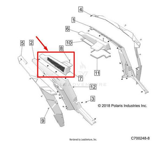 20-2023 Polaris RZR XP 1000 Right Side Pre-Filter Air Intake Cover Panel 5439800 - Alshned Auto Parts