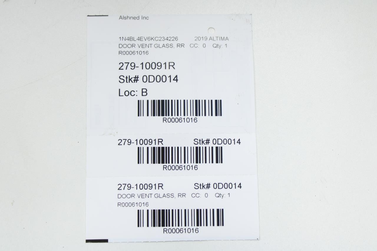 2019-24 Nissan Altima SL Rear Right Door Window Fixed Vent Glass 82262-6CA0A OEM - Alshned Auto Parts