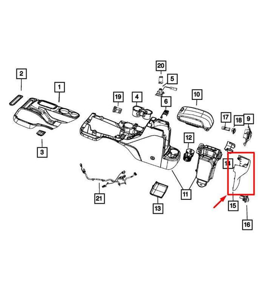 2013-18 Jeep Wrangler Center Console Back End Panel w/ Window Switch 5MD98DX9AA - Alshned Auto Parts