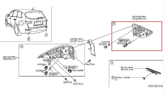 2016-2020 Nissan Pathfinder SV Rear Left Driver Side Tail Light Lamp 26545-9PF0A - Alshned Auto Parts