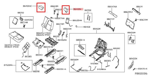2014-20 Infiniti QX60 Rear Right and Left Side 2nd Row Center Seat Headrest Set - Alshned Auto Parts