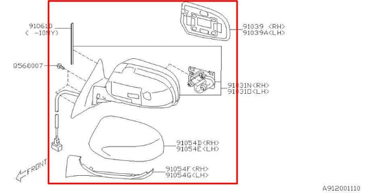2011-14 Subaru Outback Premium 2.5L Driver Left Side Rear View Mirror 91036AJ15A - Alshned Auto Parts