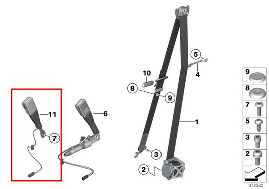 2011-2017 BMW X3 xDrive28i 2.0L AWD Front Passenger Right Side Seat Belt Buckle - Alshned Auto Parts