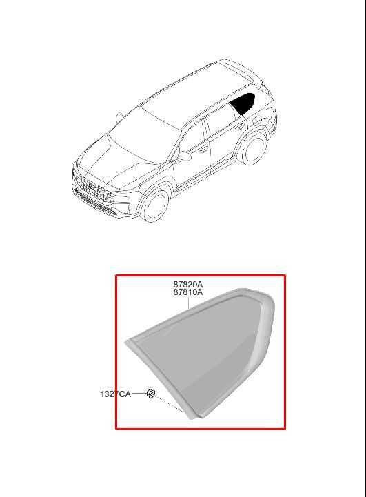 2019-2023 Hyundai Santa Fe SEL Rear Left Side Quarter Window Glass 87810-S1100 - Alshned Auto Parts