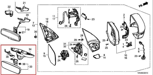 2016-2020 Acura MDX w/Technology Pkg Interior Inside Rear View Mirror w/ Cover - Alshned Auto Parts