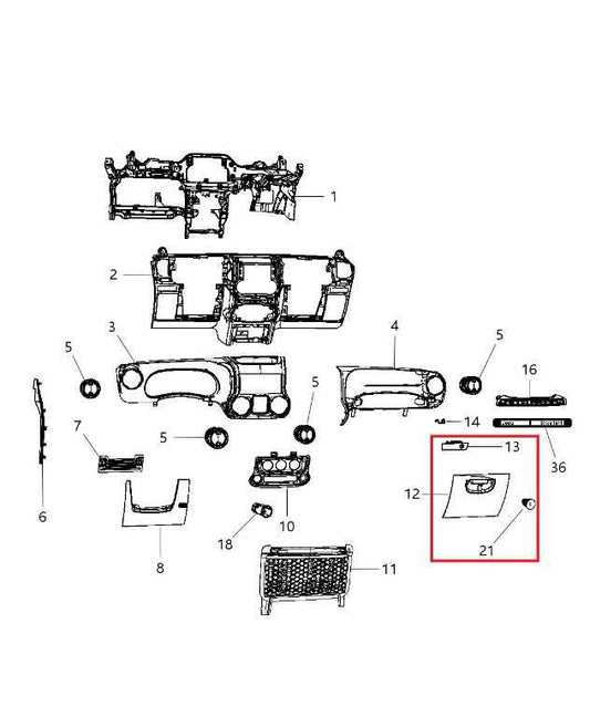 2011-2017 Jeep Wrangler Unlimited Sport Glove Box Storage Compartment 1PJ291X9AB - Alshned Auto Parts