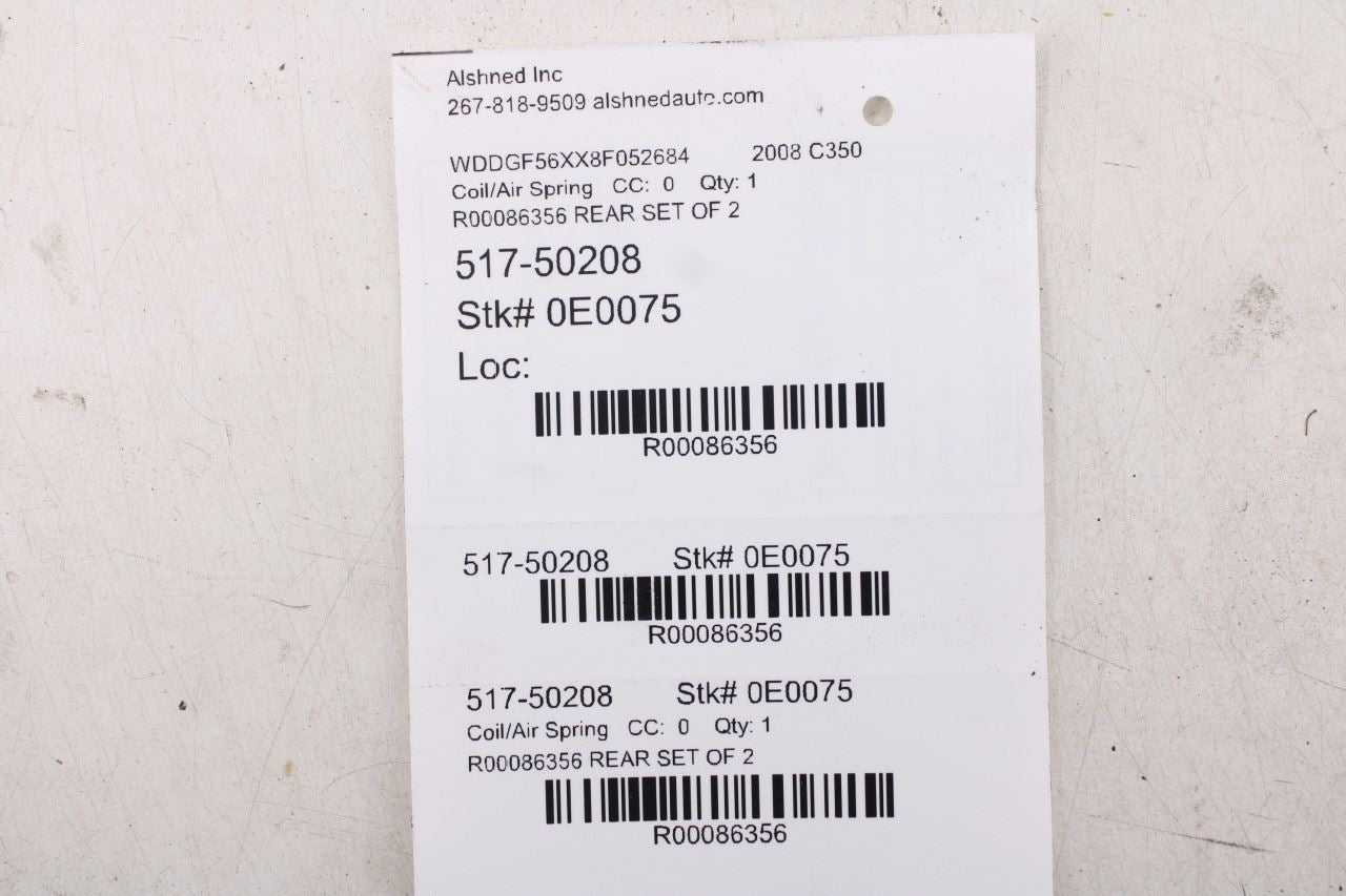 2008-15 Mercedes-Benz C350 Sport Rear Right and Left Driver Side Coil Spring Set - Alshned Auto Parts