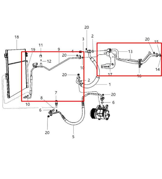 11-14 Jeep Grand Cherokee 3.6L AC Conditioning Suction and Liquid Hose Line Set - Alshned Auto Parts
