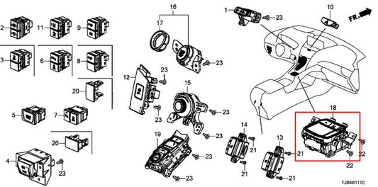 2019-2023 Acura RDX SH-AWD Center Console Audio Control Switch 39060-TJB-A01 OEM - Alshned Auto Parts
