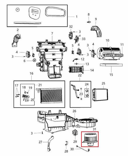 2014-22 Jeep Grand Cherokee Overland 3.6L HVAC Blower Motor Fan 68224166AB OEM - Alshned Auto Parts