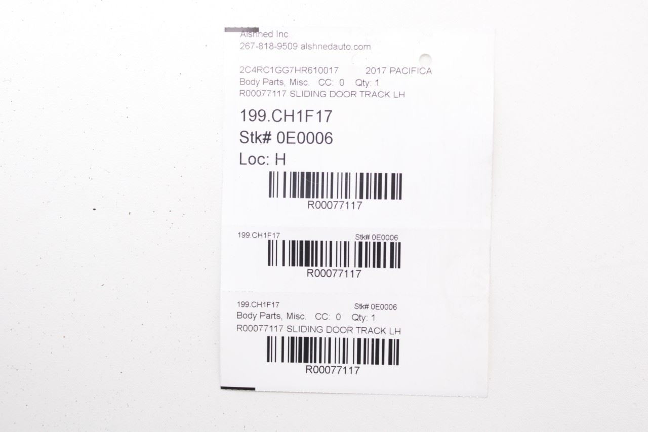 2017-26 Chrysler Pacifica Limited Rear Left Sliding Door Upper and Center Track - Alshned Auto Parts