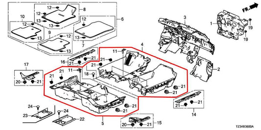 2015-2017 Acura TLX Tech 3.5L FWD Front and Rear 2nd Row Floor Carpet Liner Set - Alshned Auto Parts