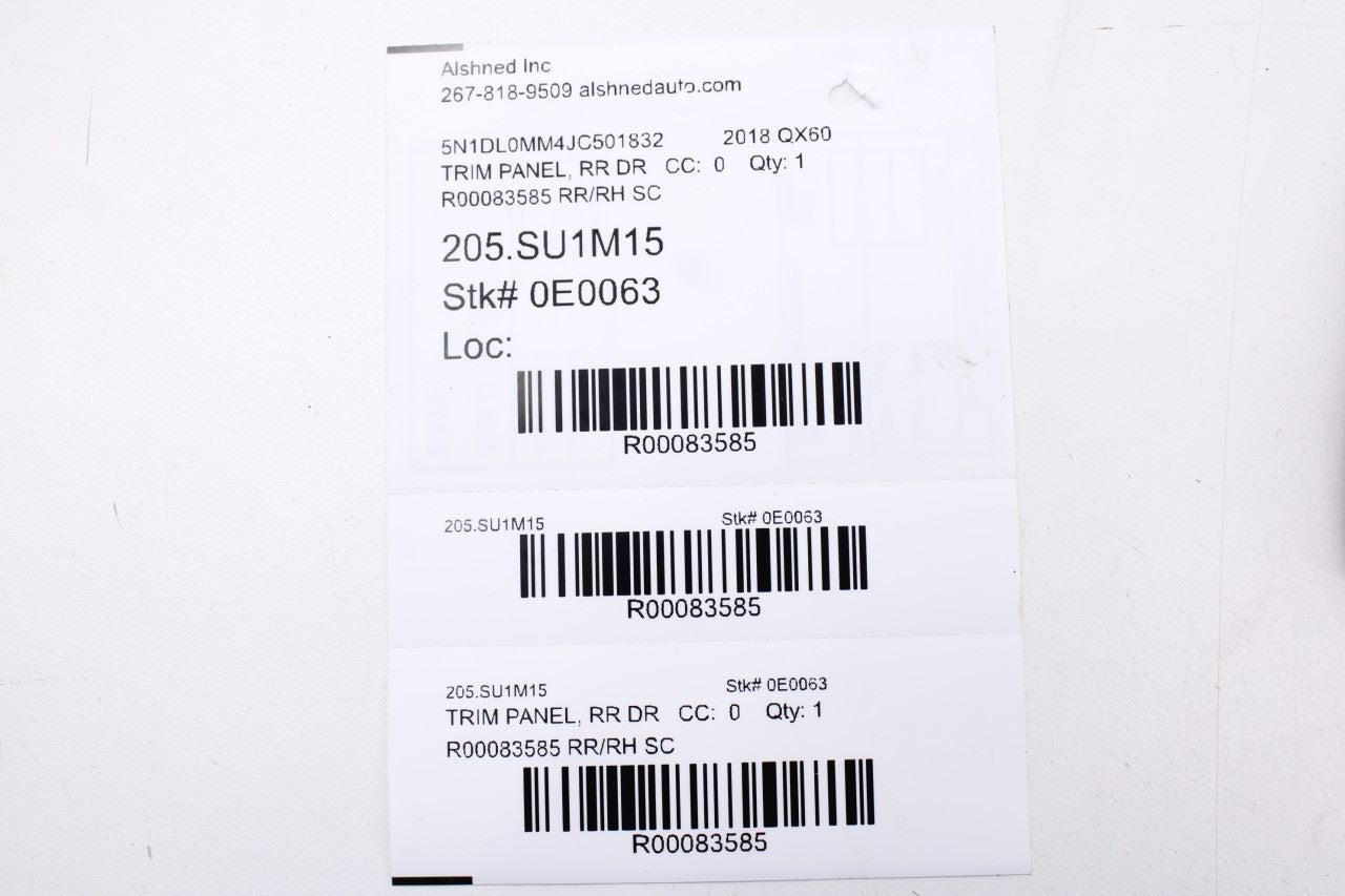 2016-2020 Infiniti QX60 Rear Right Side Door Trim Panel 829A0-9NF0A OEM *ReaD*23