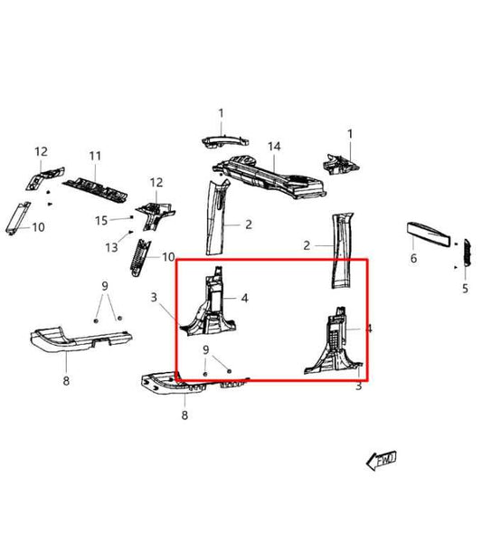 2011-18 Jeep Wrangler Sport 2dr RH and Left B-Pillar Lower Trim Panel Set *ReaD* - Alshned Auto Parts