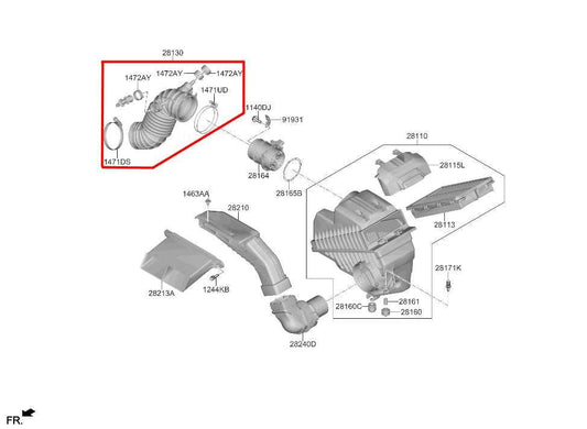 2022-23 Hyundai Tucson SEL 2.5L AWD Air Intake Cleaner Tube Hose 28130-CW200 OEM - Alshned Auto Parts