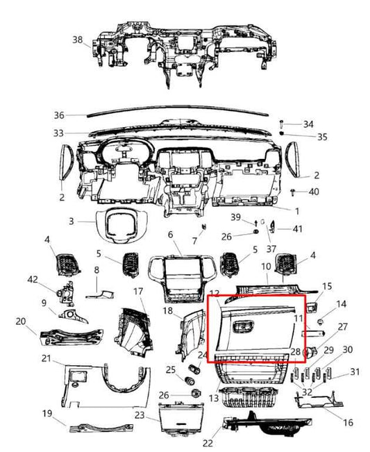 2011-2021 Jeep Grand Cherokee Glove Box Storage Compartment 1TG14DX9AC OEM - Alshned Auto Parts