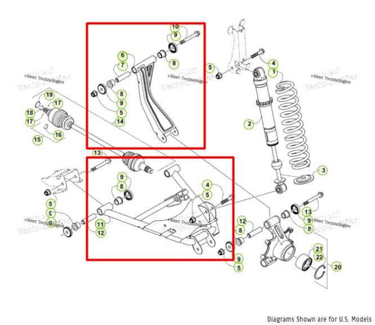 14-16 Arctic Cat Wildcat Trail 700 4WD Rear LH Side Lower and Upper Control Arm - Alshned Auto Parts