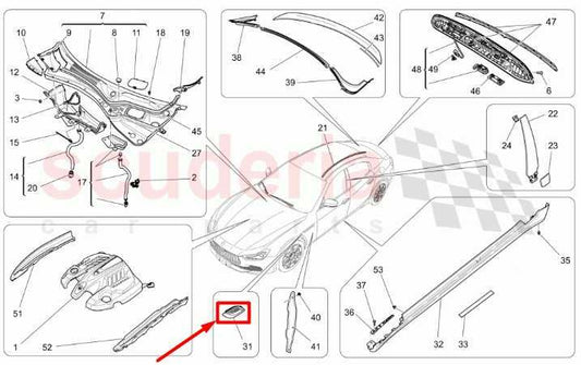 2014-2021 Maserati Ghibli S Q4 Front Left Fender Air Outlet Vent Grille Set of 3 - Alshned Auto Parts
