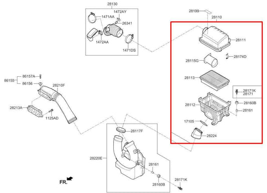 2016-20 Hyundai Elantra Value Edition Air Intake Cleaner 28100-F2500 OEM *ReaD* - Alshned Auto Parts