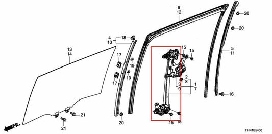 18-26 Honda Odyssey Touring Rear Left Driver Side Door Window Regulator w/ Motor - Alshned Auto Parts