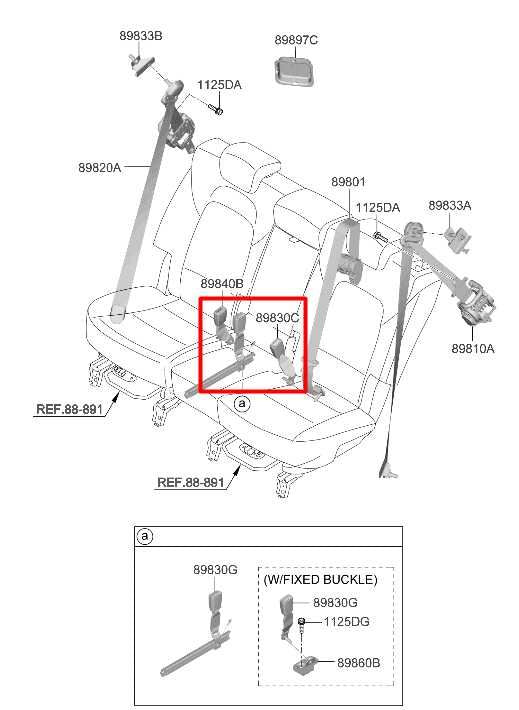 2019-23 Hyundai Santa Fe SEL Rear RH LH Side and Center 2nd Row Seat Belt Buckle - Alshned Auto Parts