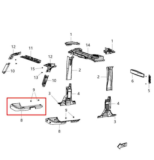 15-18 Jeep Wrangler Sport 2dr Front RH Side Door Scuff Sill Cover Wire Protector - Alshned Auto Parts