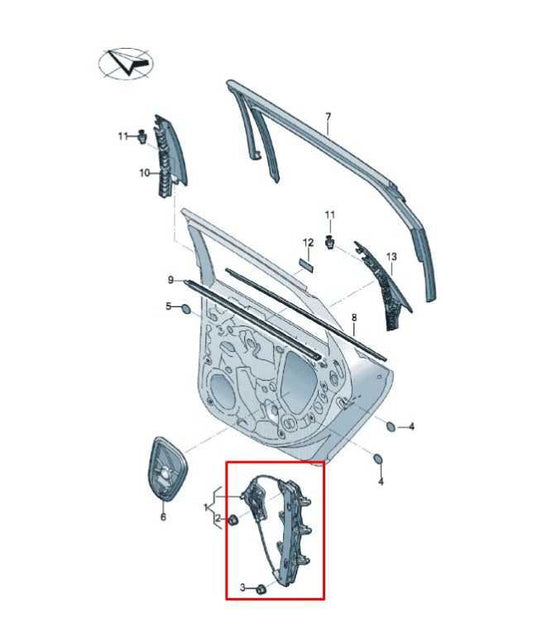 2019-2026 Volkswagen Jetta SE Rear Right Side Door Window Regulator w/ Motor - Alshned Auto Parts