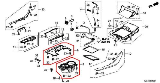 2015-17 Acura TLX Tech Center Console Trim and Gear Select Switch w/ Cup Holder - Alshned Auto Parts