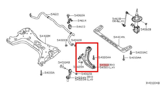 2013-2019 Nissan Sentra SV Front Right Side Lower Control Arm 54500-3SH2D OEM - Alshned Auto Parts