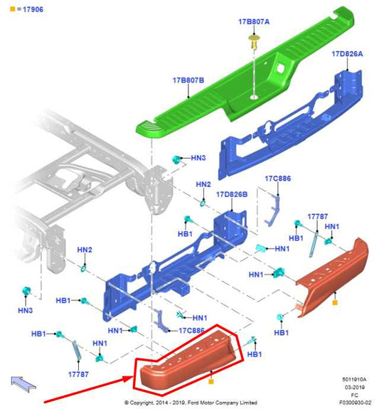 15-20 Ford F150 SuperCab Lariat Rear Left Bumper End Cap Face Bar PNT16910239FC - Alshned Auto Parts