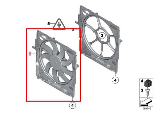 2010-15 BMW 750i xDrive 4.4L Radiator Cooling Fan Motor Assy 17428509743 *ReaD* - Alshned Auto Parts